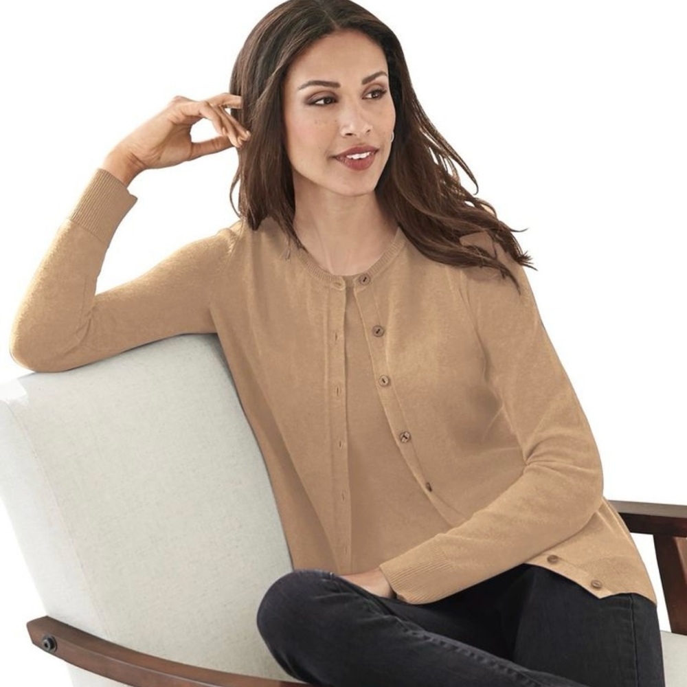 Parisian‎ works women’s size large petite cardigan sweater,camel color